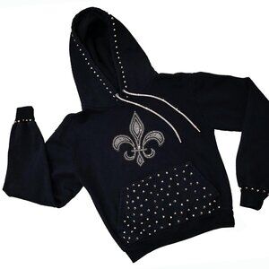 Royale Fleur Studded Unisex Black Hoodie